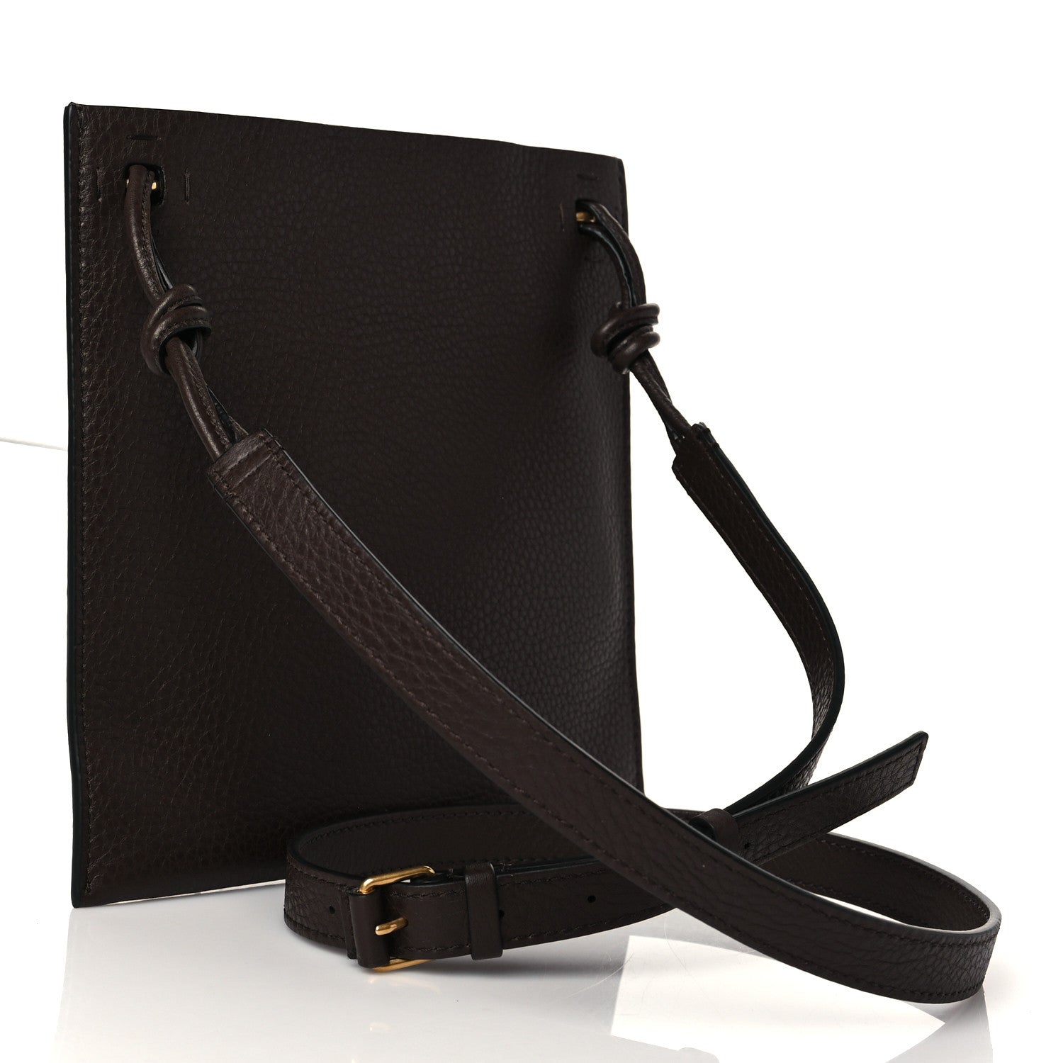 Valentino Garavani Pebbled Calfskin Roman Stud Logo Crossbody Pouch Brown 3 of 9