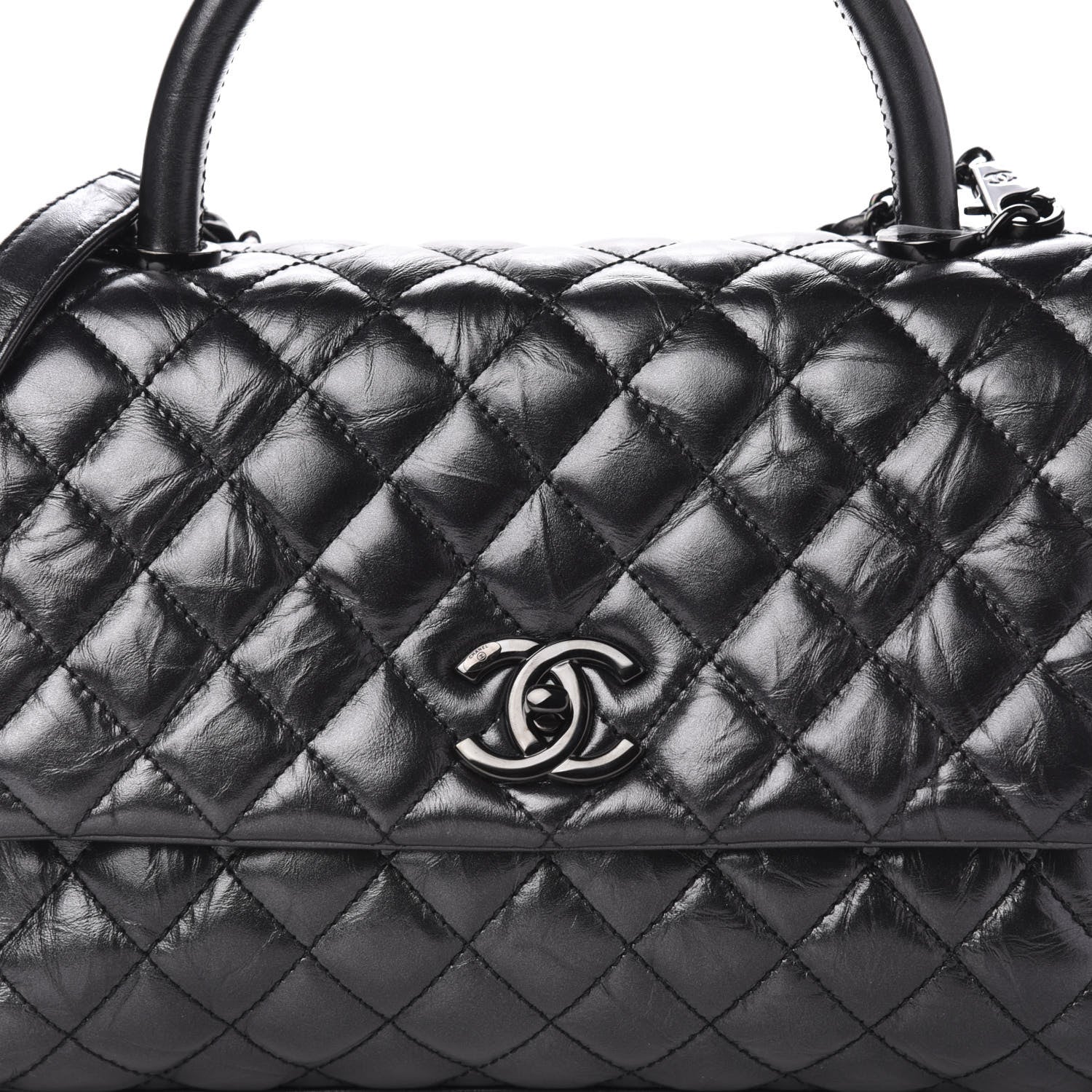 Chanel Aged Calfskin Quilted Small Coco Handle Flap So Black 10 of 10