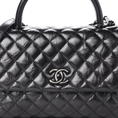 Chanel Aged Calfskin Quilted Small Coco Handle Flap So Black 10 of 10