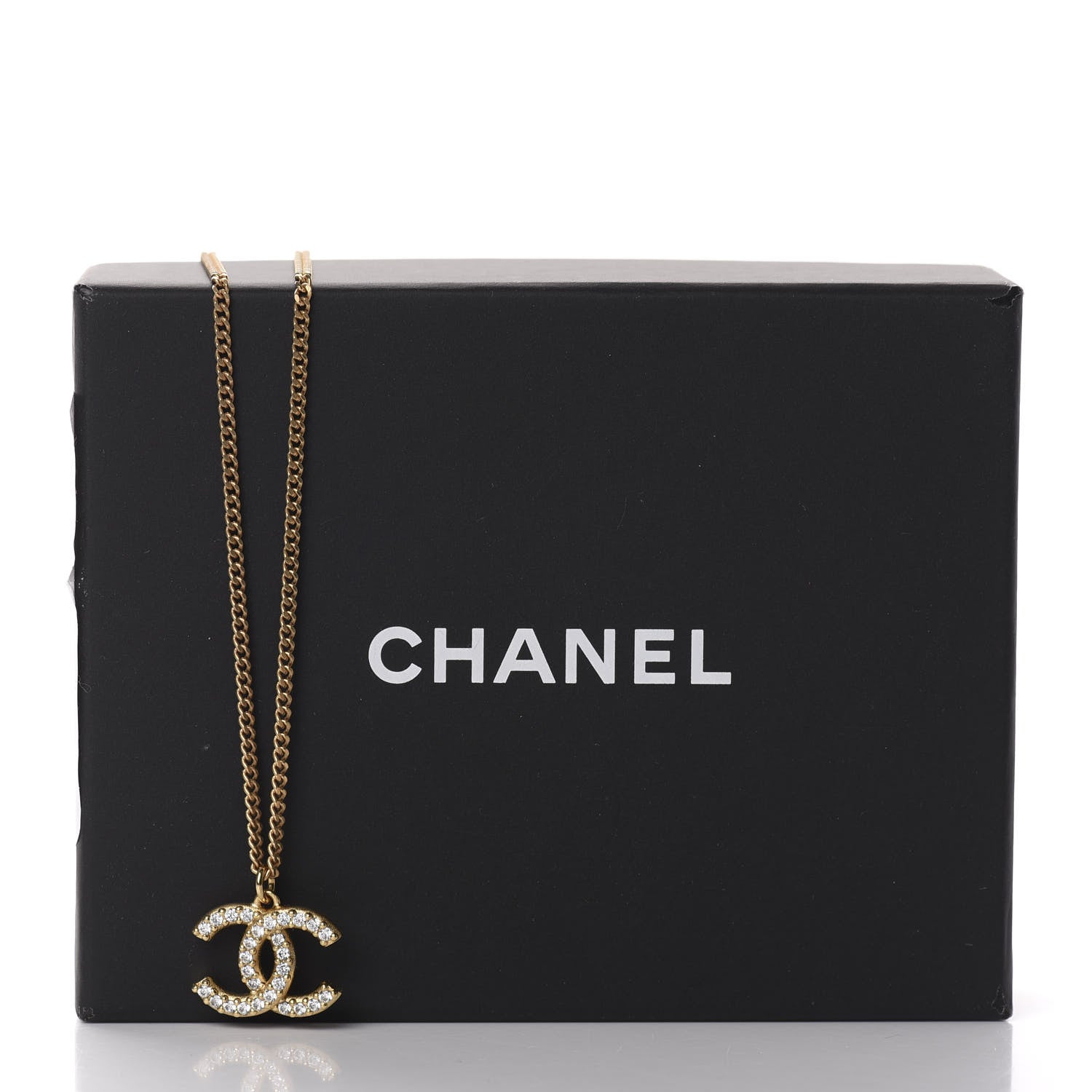 Chanel Crystal CC Pendant Necklace Gold 6 of 6