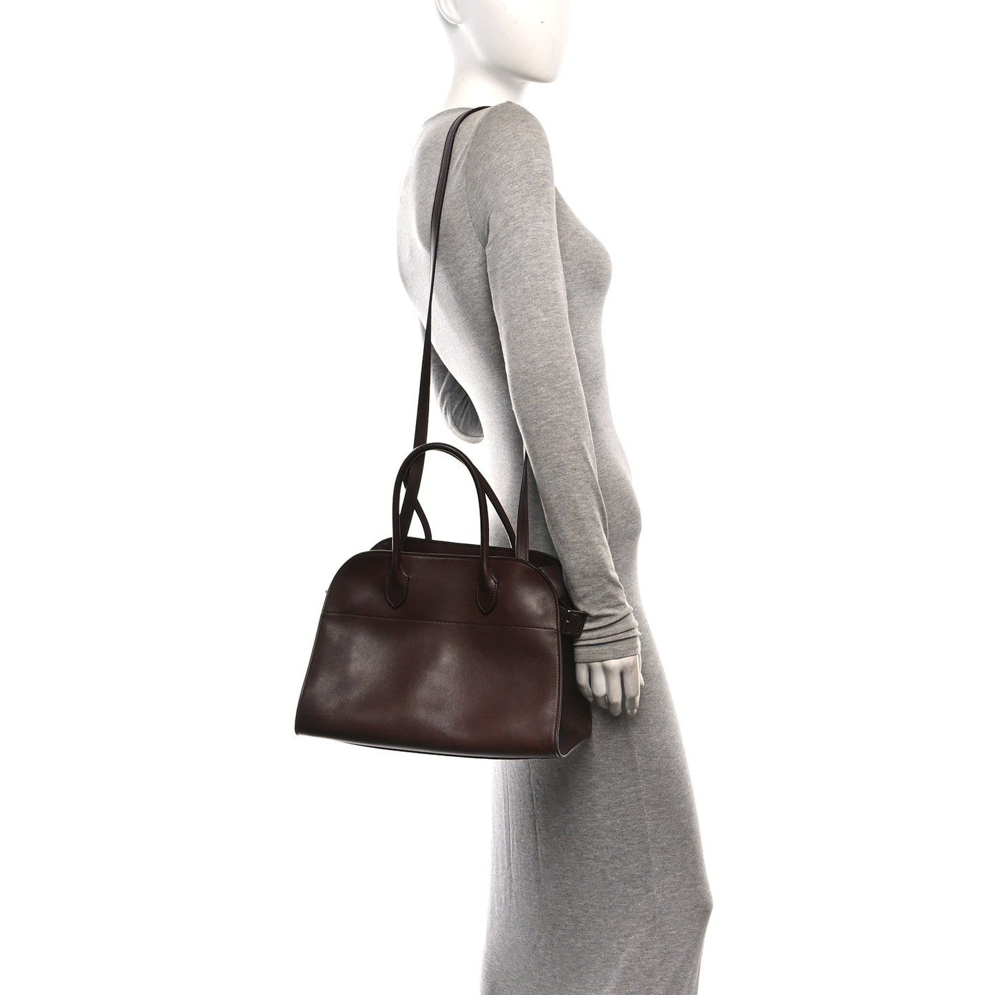 Polished Saddle Calfskin Soft Margaux 12 Dark Brown