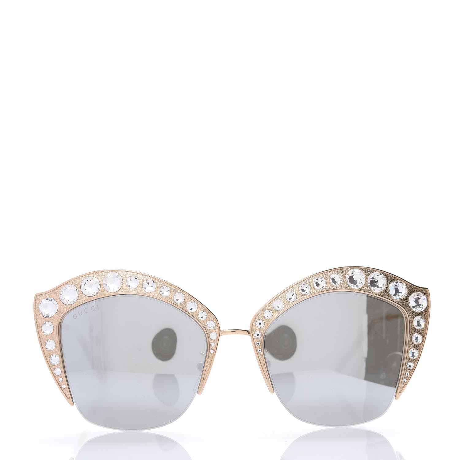 Gucci Metal Crystal Cat Eye Sunglasses GG00114S Gold 2 of 8