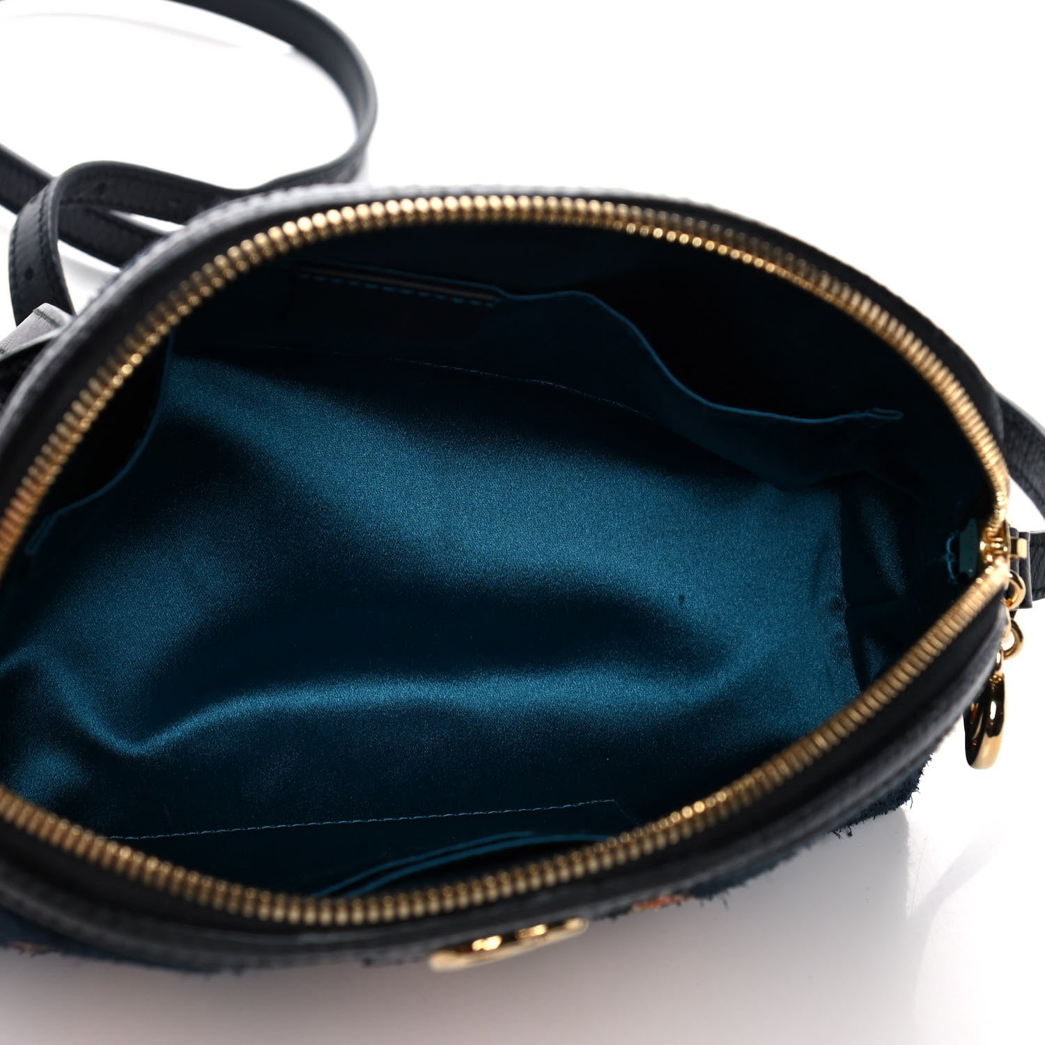Gucci Suede Patent Dragon Embroidered Small Ophidia Dome Shoulder Bag Blue Multicolor Black 5 of 16