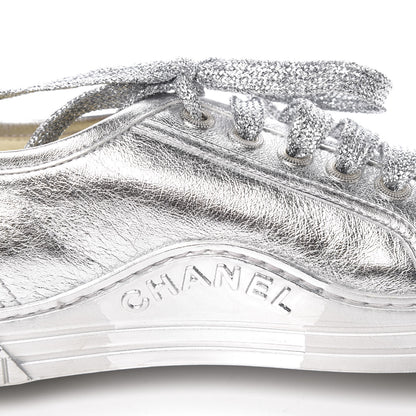 Chanel Laminated Lambskin Sneakers 39 Silver 8 of 10