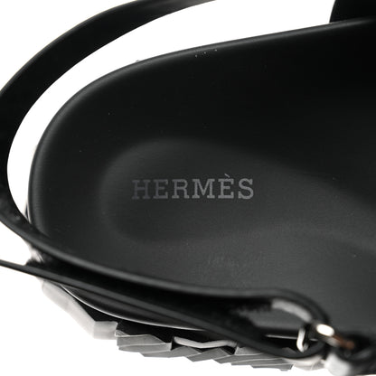 Hermes Calfskin Goatskin Mens Electric Sandals 43 Black 7 of 9