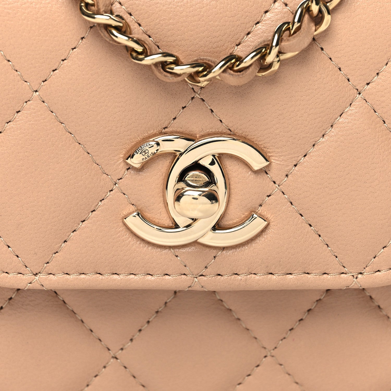 Chanel Lambskin Quilted Mini Trendy CC Clutch With Chain Beige 8 of 10