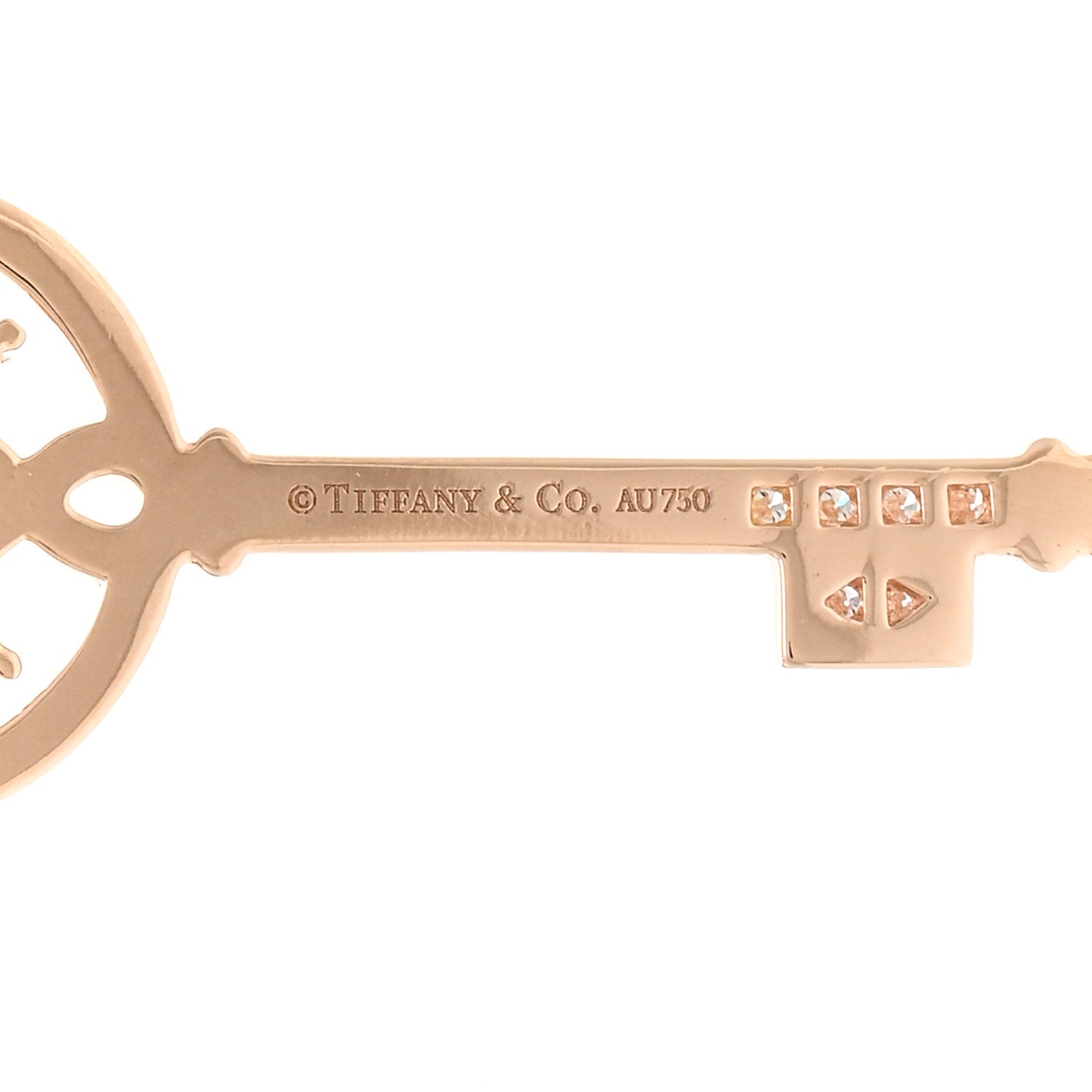 18K Rose Gold Diamond Round Victoria Key Pendant Necklace