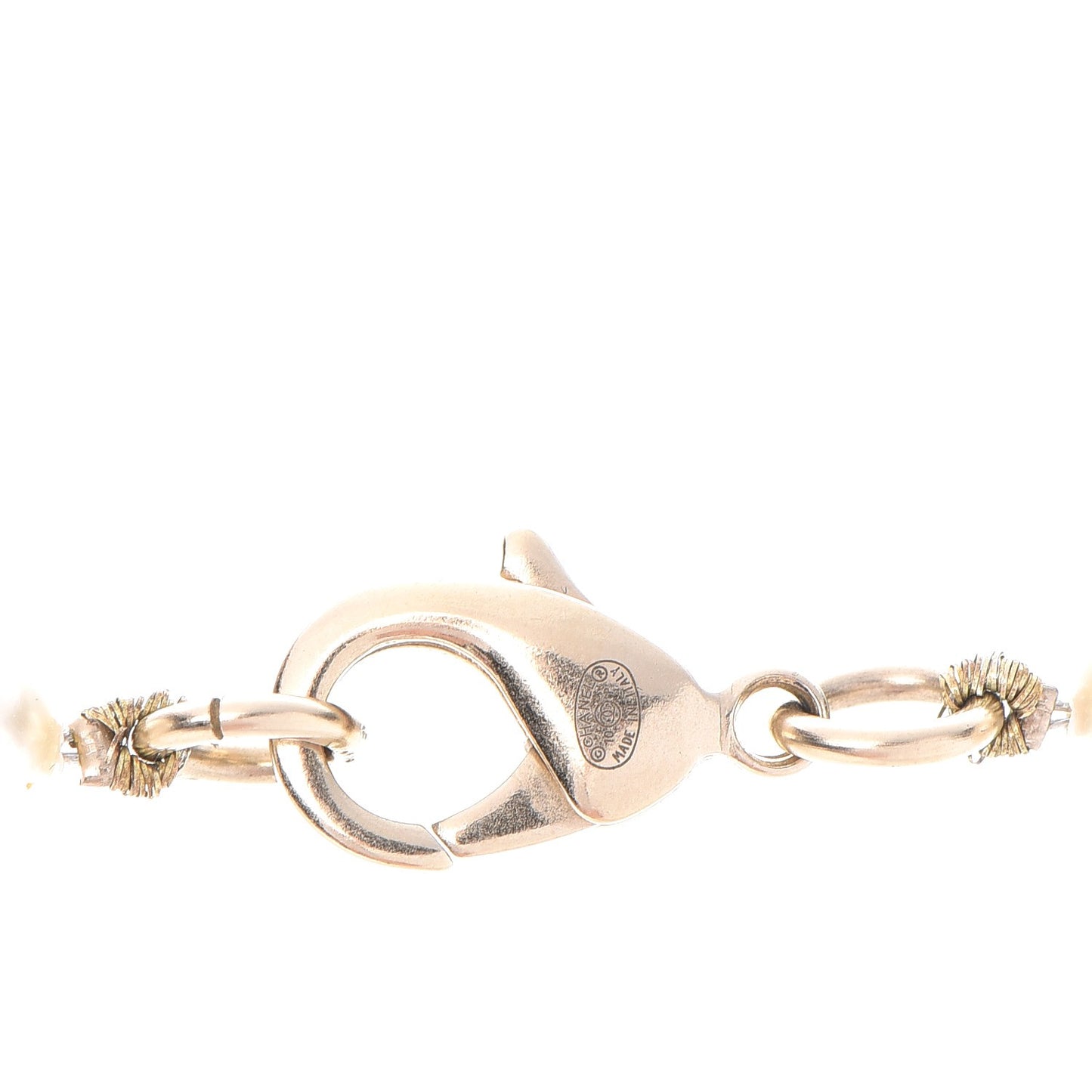Graduated Pearl Crystal CC Long Necklace Light Gold