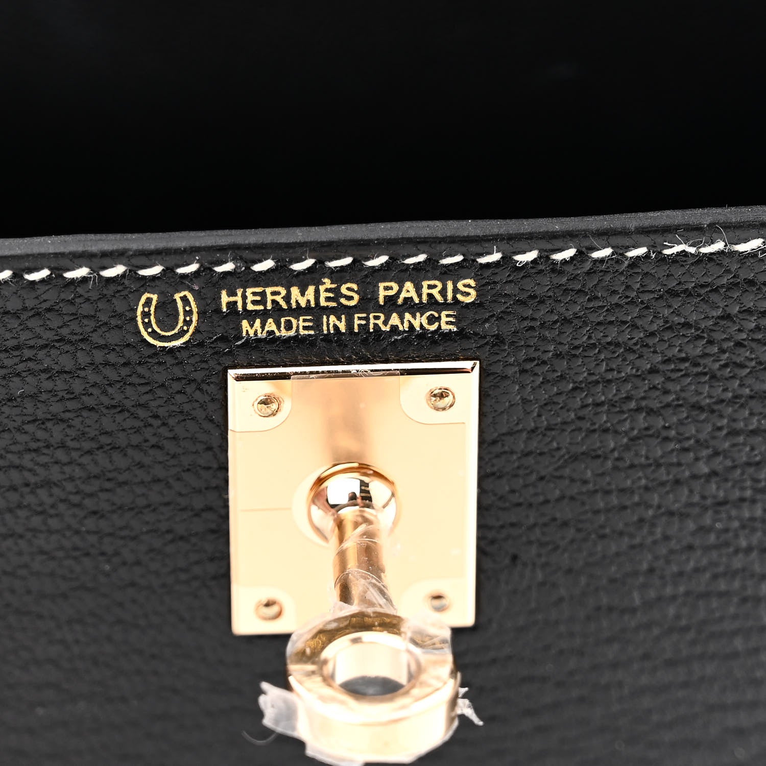 Hermes Chevre Mysore Horseshoe Mini Kelly Sellier 20 Black Craie 6 of 10