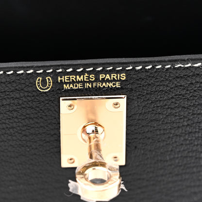Hermes Chevre Mysore Horseshoe Mini Kelly Sellier 20 Black Craie 6 of 10