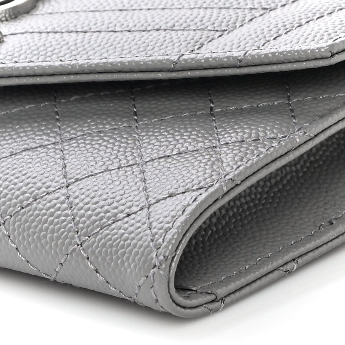 Grain De Poudre Textured Mixed Matelasse Triquilt Small Monogram Envelope Wallet New Stone