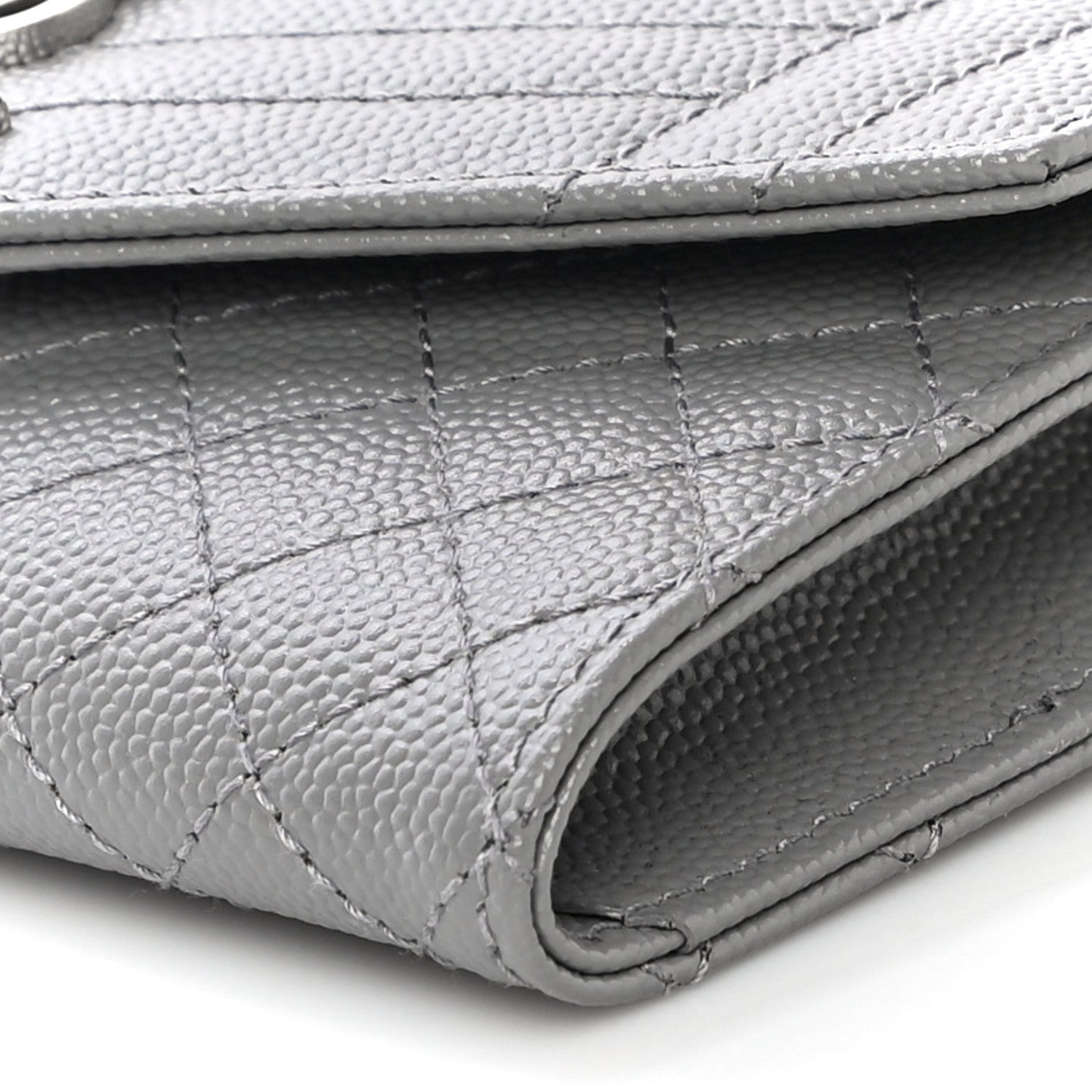 Saint Laurent Grain De Poudre Textured Mixed Matelasse Triquilt Small Monogram Envelope Wallet New Stone 10 of 10