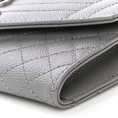 Saint Laurent Grain De Poudre Textured Mixed Matelasse Triquilt Small Monogram Envelope Wallet New Stone 10 of 10