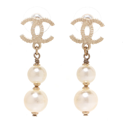 Chanel Pearl CC Drop Earrings Gold 1 of 5