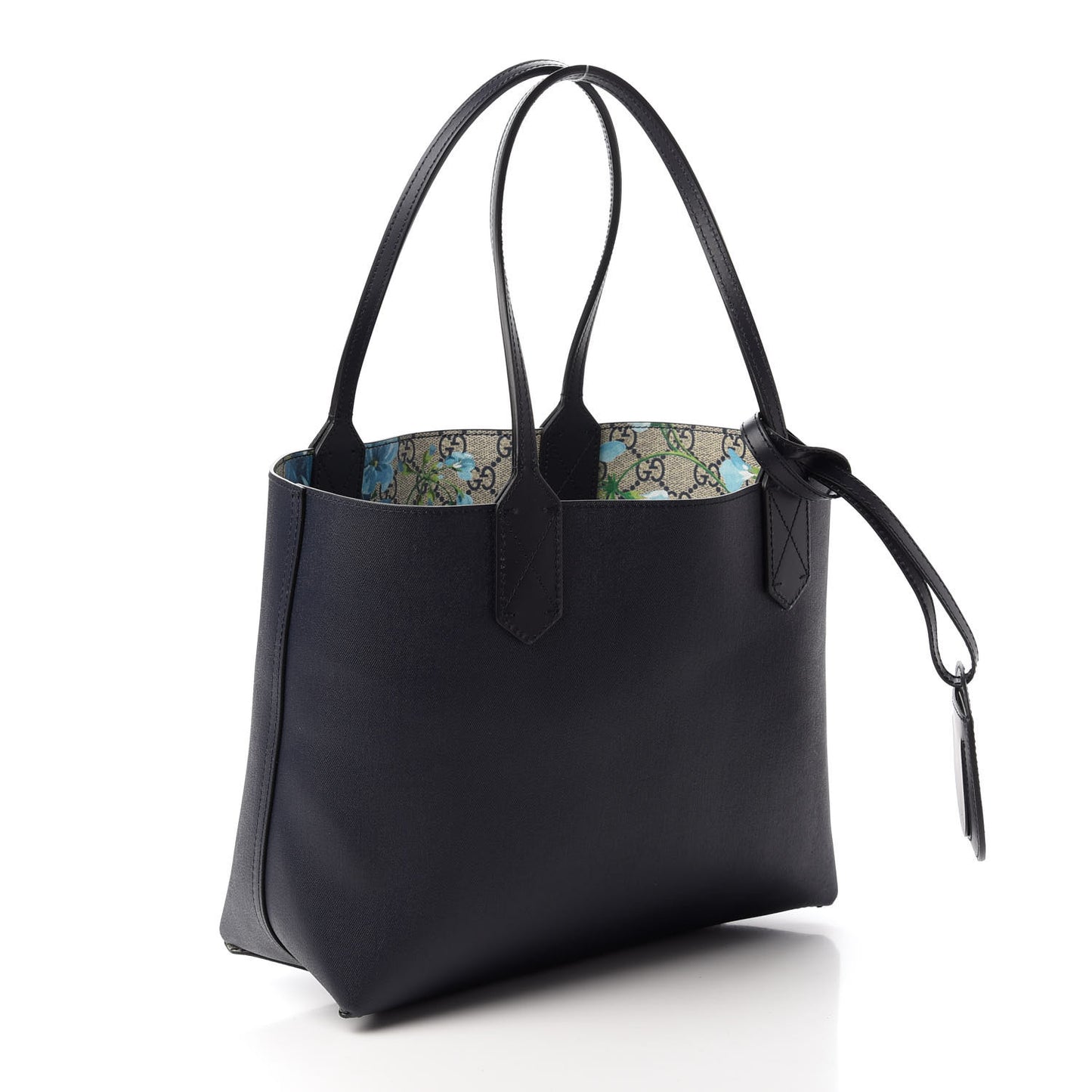 GG Supreme Monogram Blooms Small Reversible Tote Beige Blue Navy