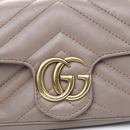Gucci Calfskin Matelasse Super Mini GG Marmont Shoulder Bag Porcelain Rose 11 of 14