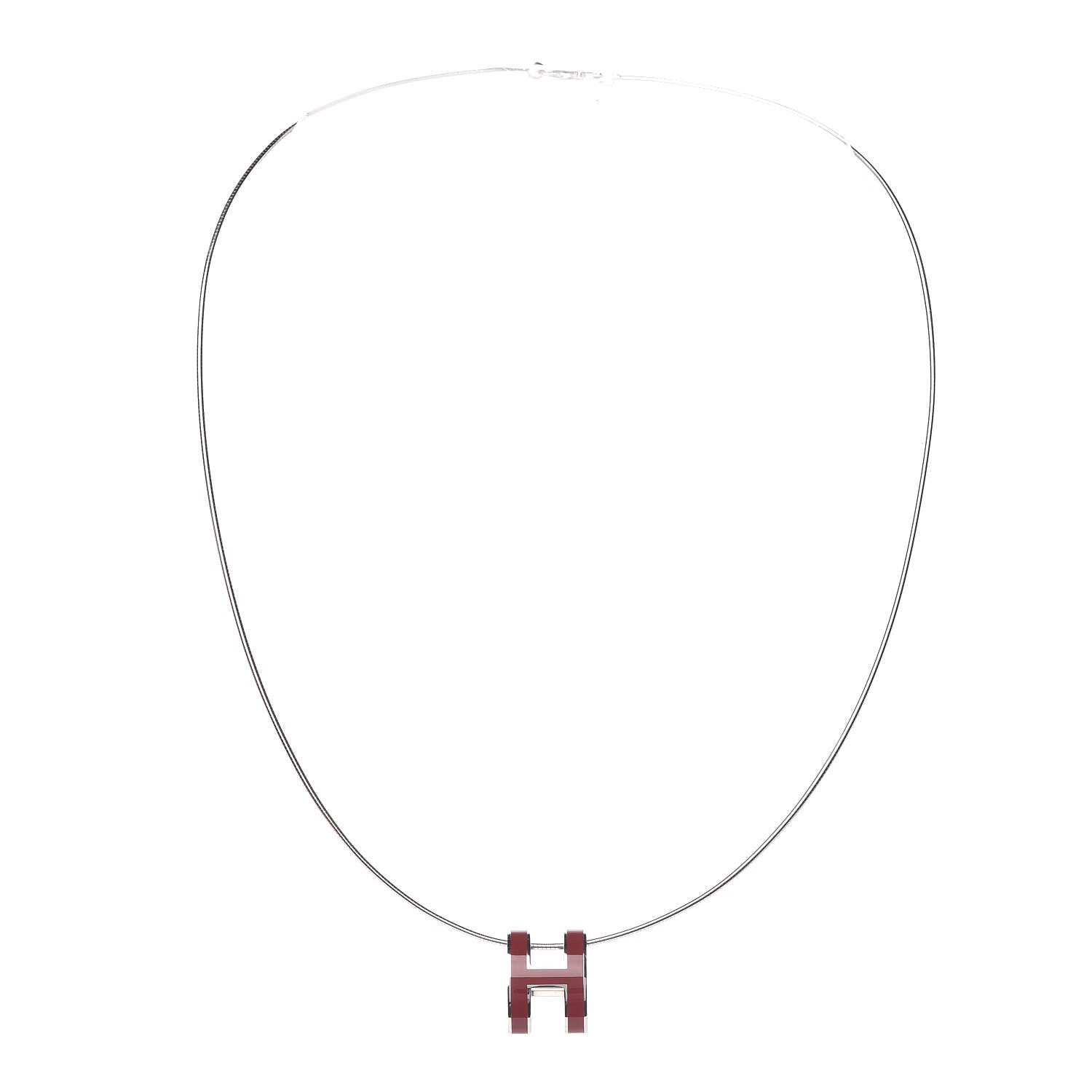 Hermes Palladium Lacquered Pop H Pendant Necklace Rouge H 3 of 6