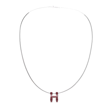Hermes Palladium Lacquered Pop H Pendant Necklace Rouge H 3 of 6