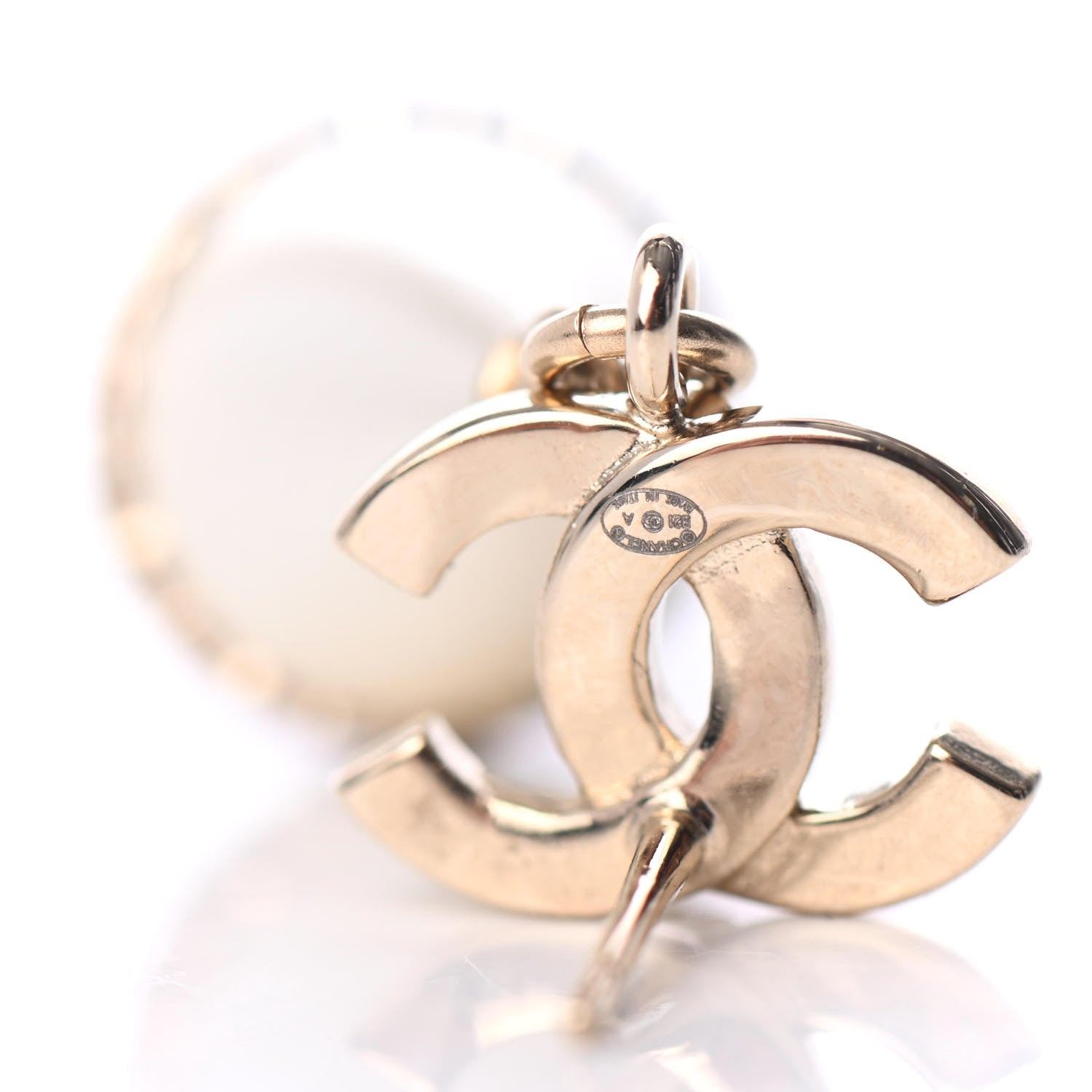 Chanel Crystal Pearl CC Fantasy Drop Earrings Gold Black 4 of 5