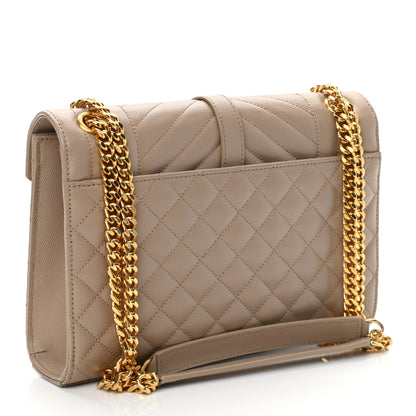 Saint Laurent Grain De Poudre Textured Mixed Matelasse Medium Triquilt Monogram Satchel Dark Beige 3 of 9