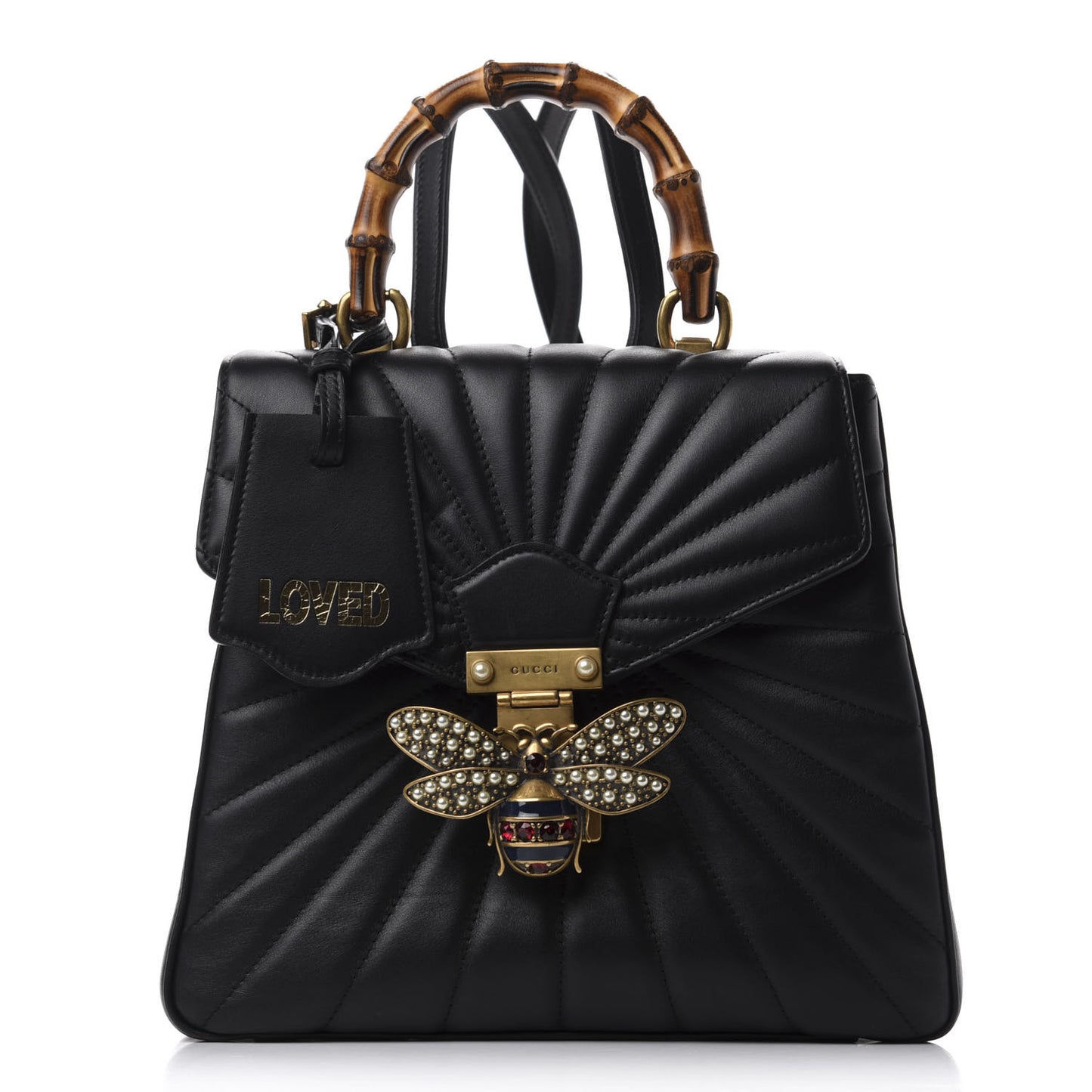Calfskin Bamboo Trapuntata Queen Margaret Backpack Black