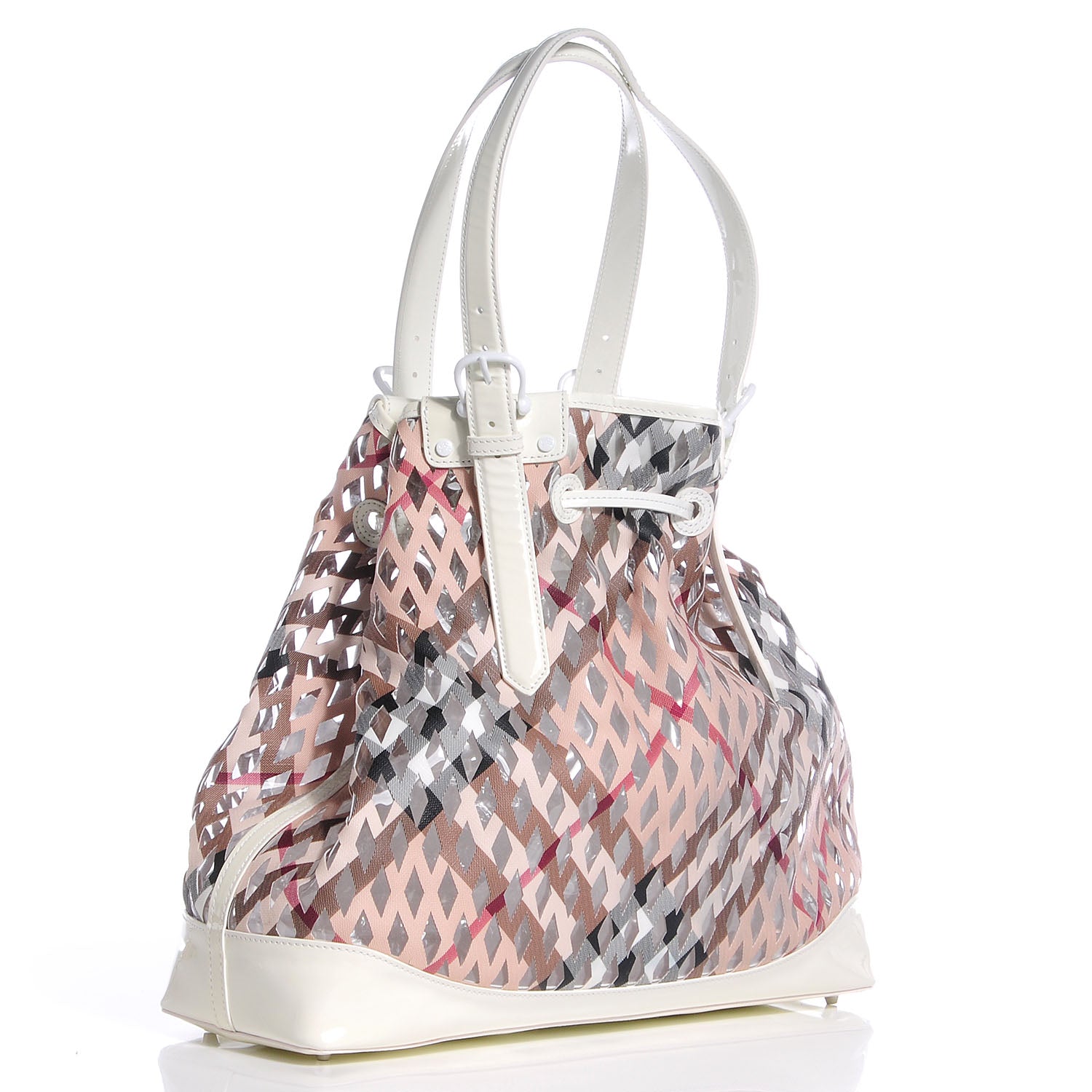 Burberry Supernova Check Net Drawstring Bag White 3 of 7