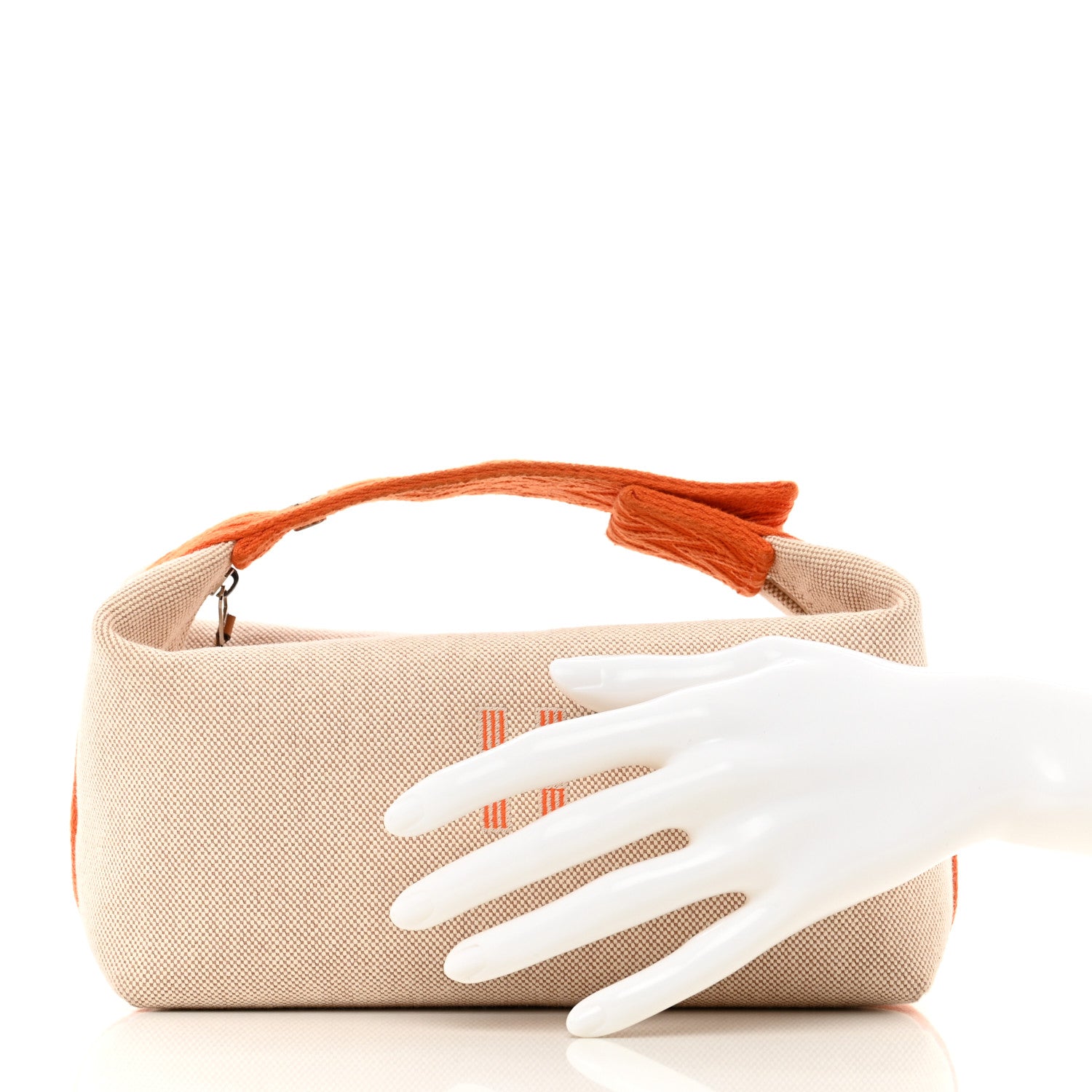 Hermes Canvas Small Bride-A-Brac Pouch Natural Orange 2 of 6