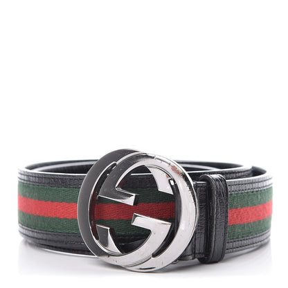 Gucci Calfskin Web Interlocking G Belt 100 40 Black 1 of 7