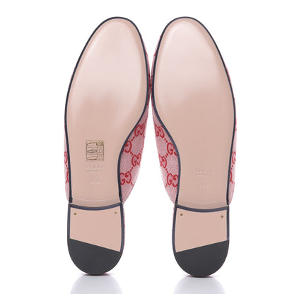 Gucci Canvas GG Monogram Horsebit Womens Princetown Slippers 38.5 Gardenia Hibiscus Red 5 of 8