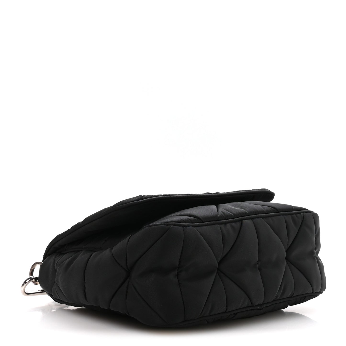 Re-Nylon Quilted Padded Flap Shoulder Bag Black
