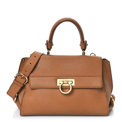 Salvatore Ferragamo Grained Calfskin Sofia Satchel Brown 2 of 23