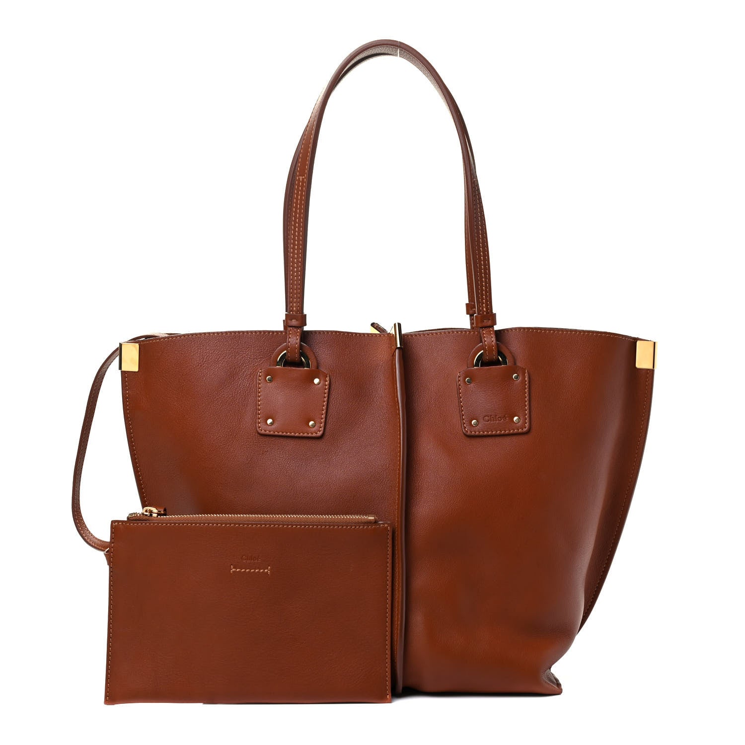 Chloe Smooth Calfskin Medium Vick Tote Caramel 1 of 4