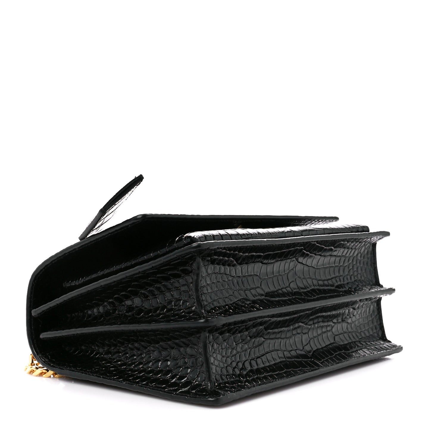 Calfskin Crocodile Embossed Medium Monogram Sunset Black