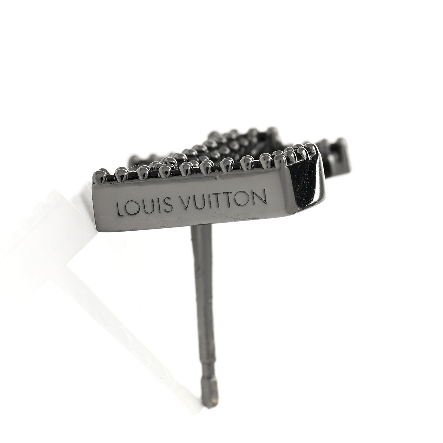 Louis Vuitton Metal Crystal LV Iconic Earrings Black Dore 4 of 5
