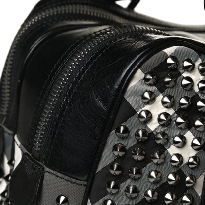 Burberry Nylon Beat Check Studded Satchel Black 12 of 18