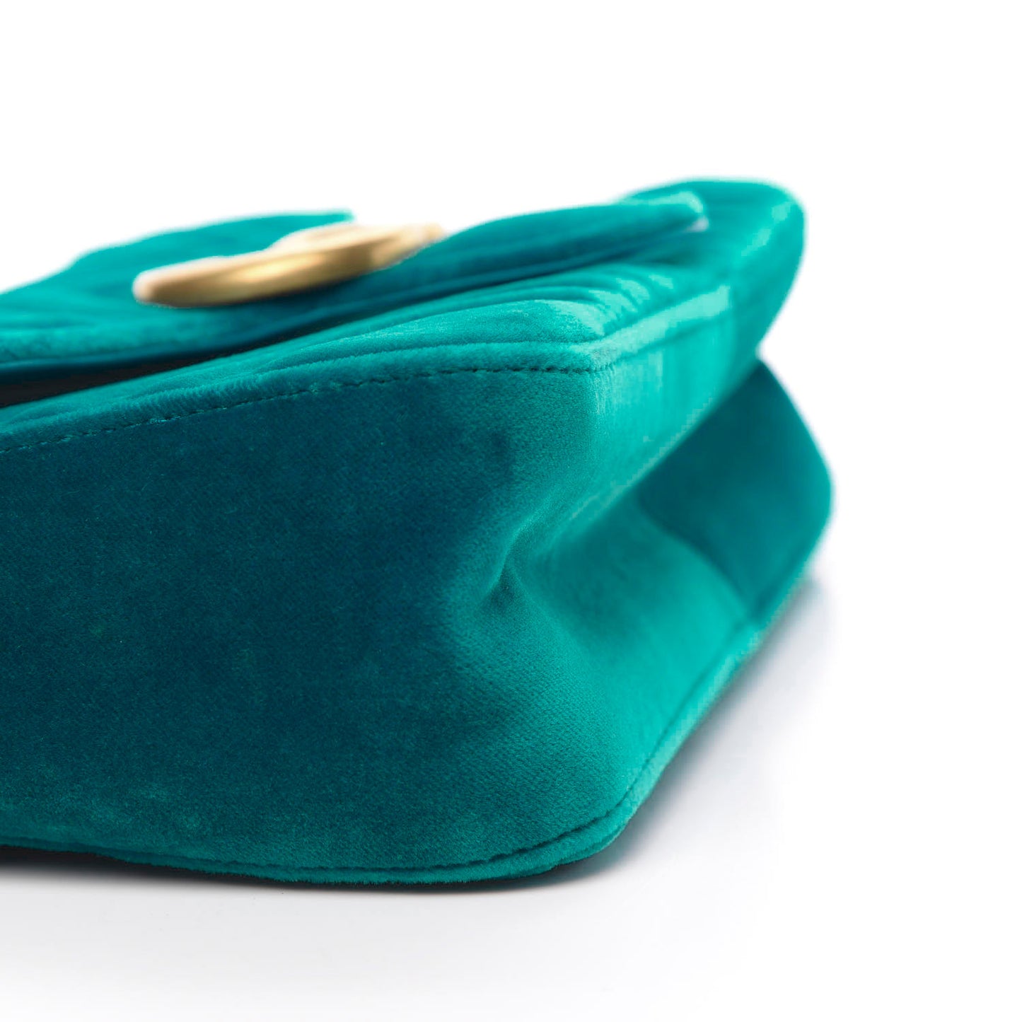 Velvet Matelasse Small GG Marmont Shoulder Bag Pavone Cyan