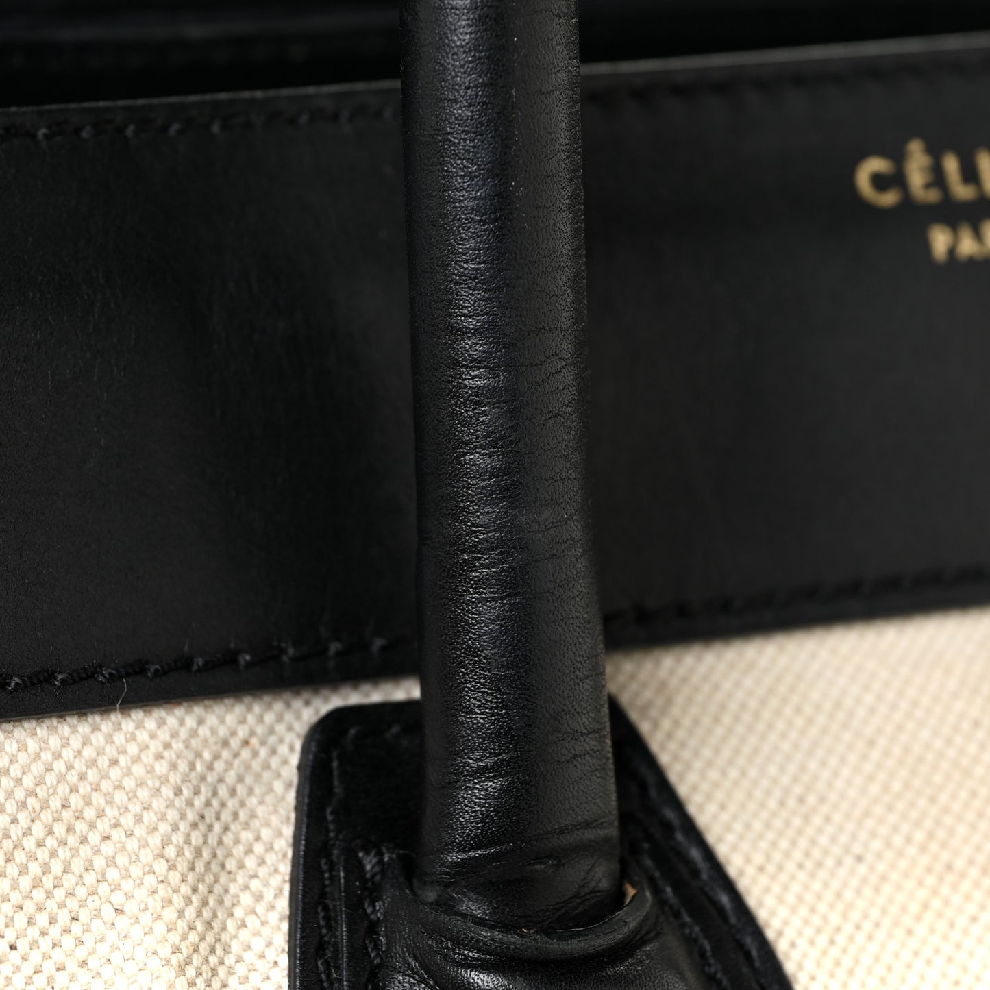 Natural Canvas Smooth Calfskin Mini Luggage Cream