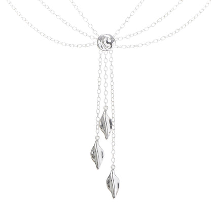 Tiffany Sterling Silver Three Leaf Drop Pendant Necklace 3 of 6