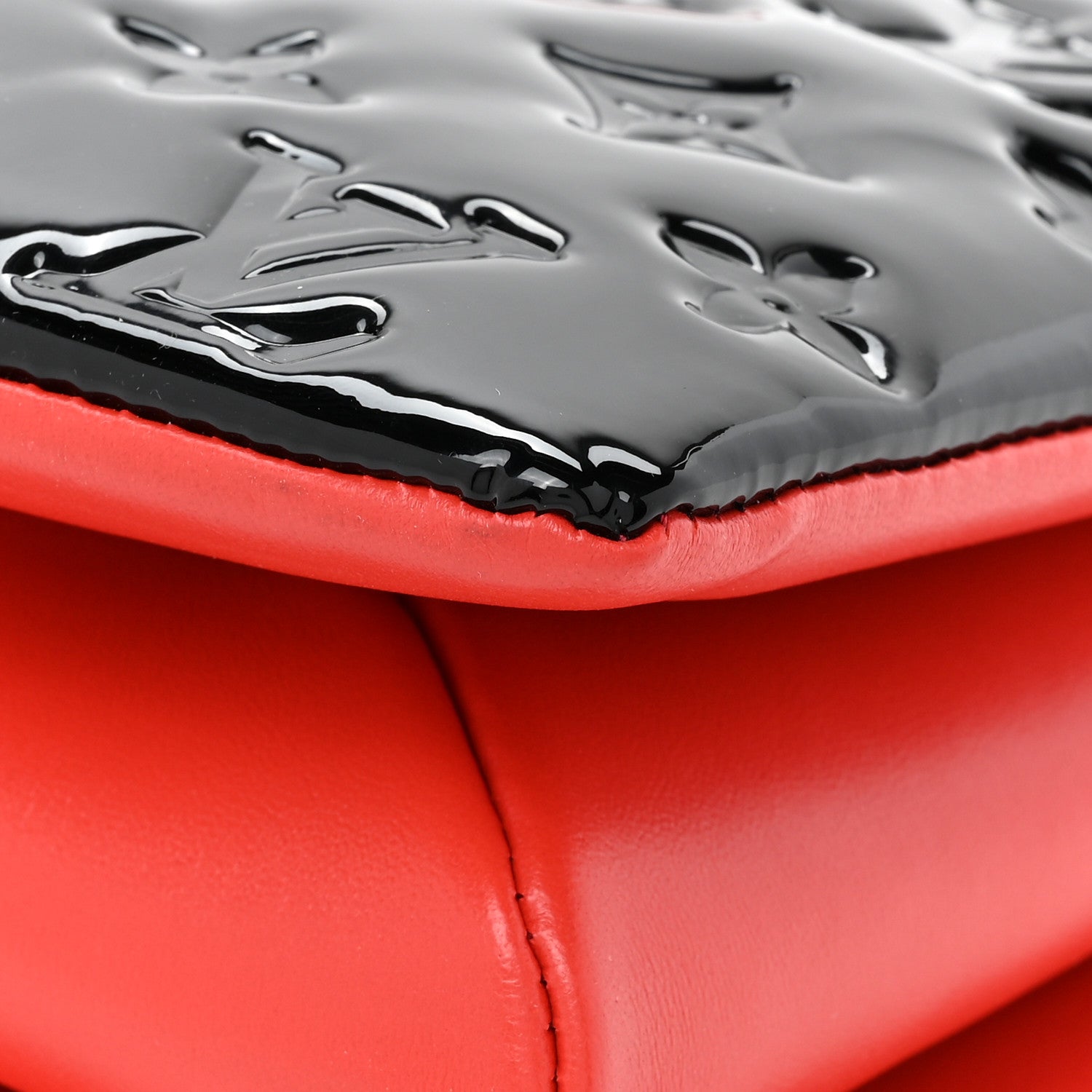 Louis Vuitton Patent Embossed Monogram Lambskin Coussin MM Black Red 12 of 15
