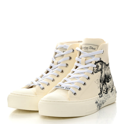 Christian Dior Canvas Embroidered Walk'In Dior Tiger Print High Top Sneakers 37.5 White 3 of 10