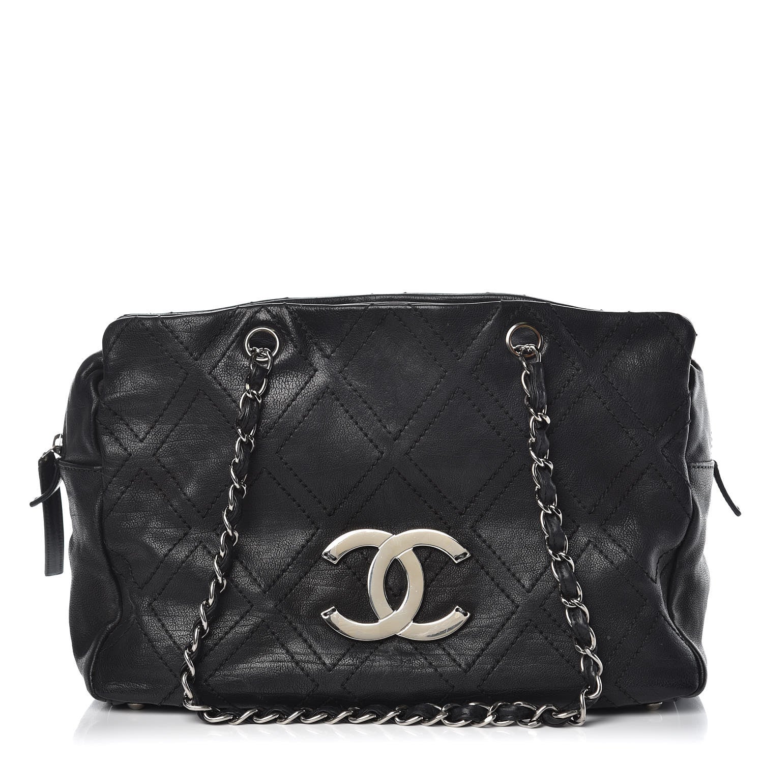 Chanel Calfskin Large Diamond Stitch Tote Black 1 of 16