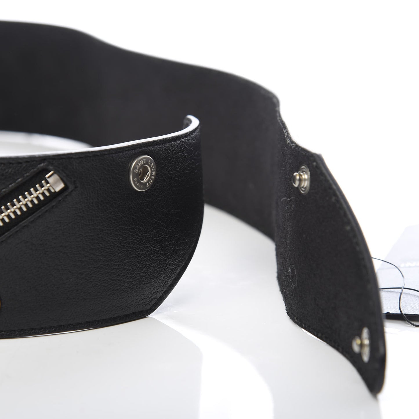 Calfskin Zippered Snap Belt 85 Black