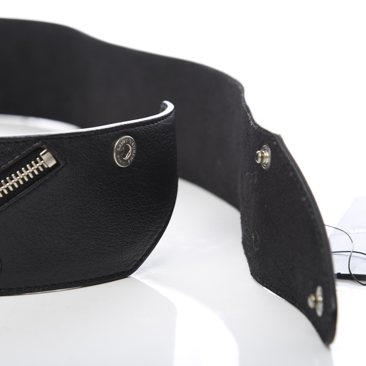 Saint Laurent Calfskin Zippered Snap Belt 85 Black 4 of 4