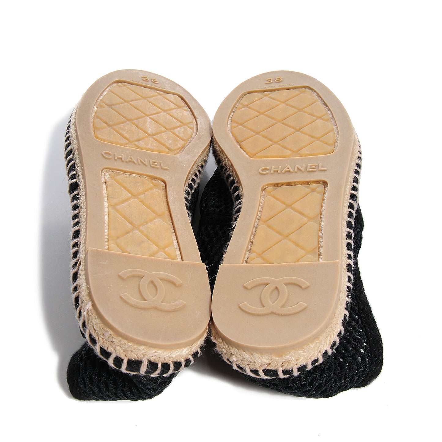 Mesh Lambskin Espadrilles 38 Black