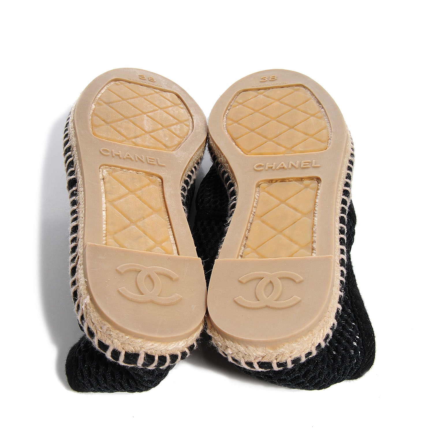 Chanel Mesh Lambskin Espadrilles 38 Black 5 of 7