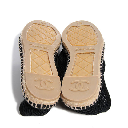 Chanel Mesh Lambskin Espadrilles 38 Black 5 of 7