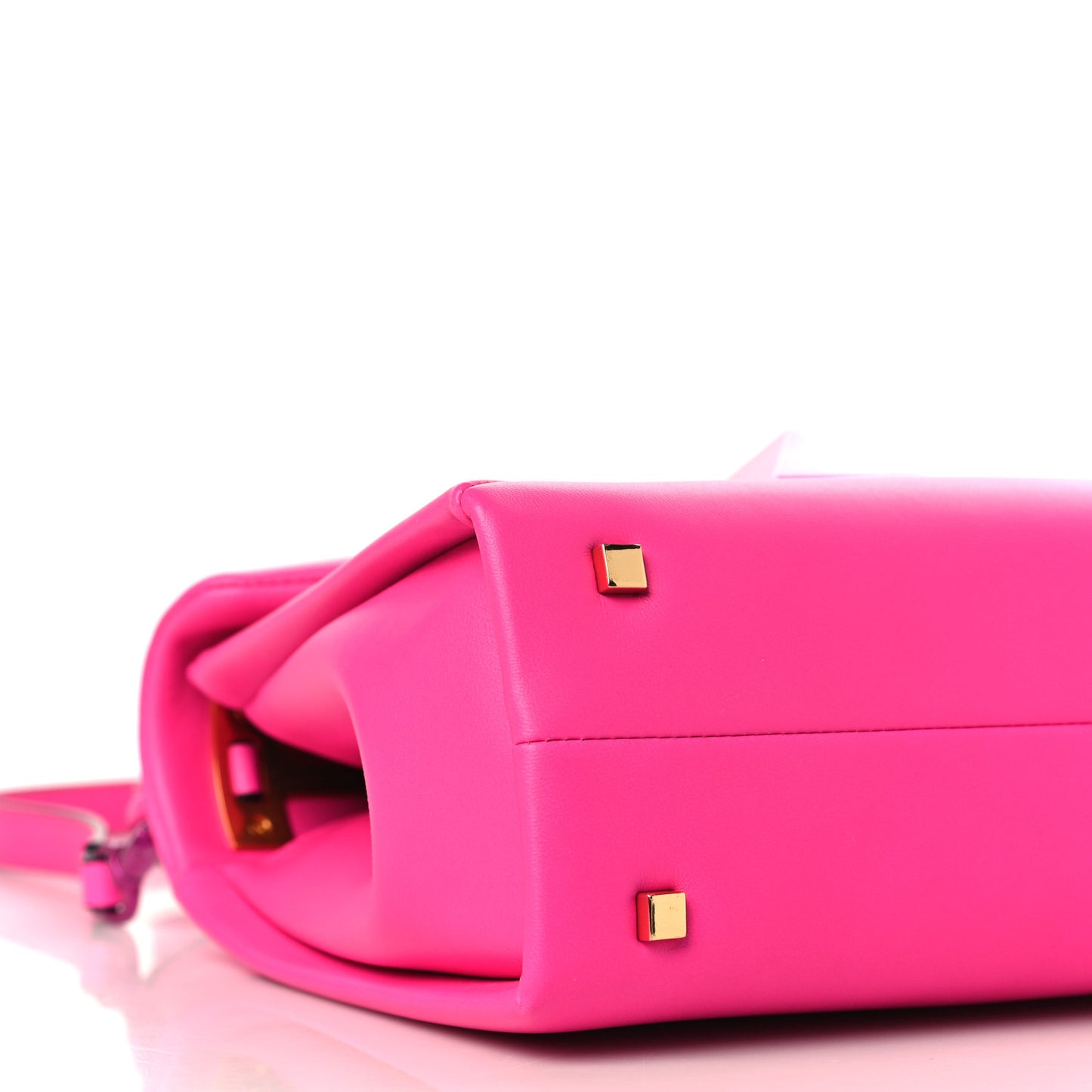Nappa Tonal Monochrome Small One Stud Top Handle Bag Pink PP
