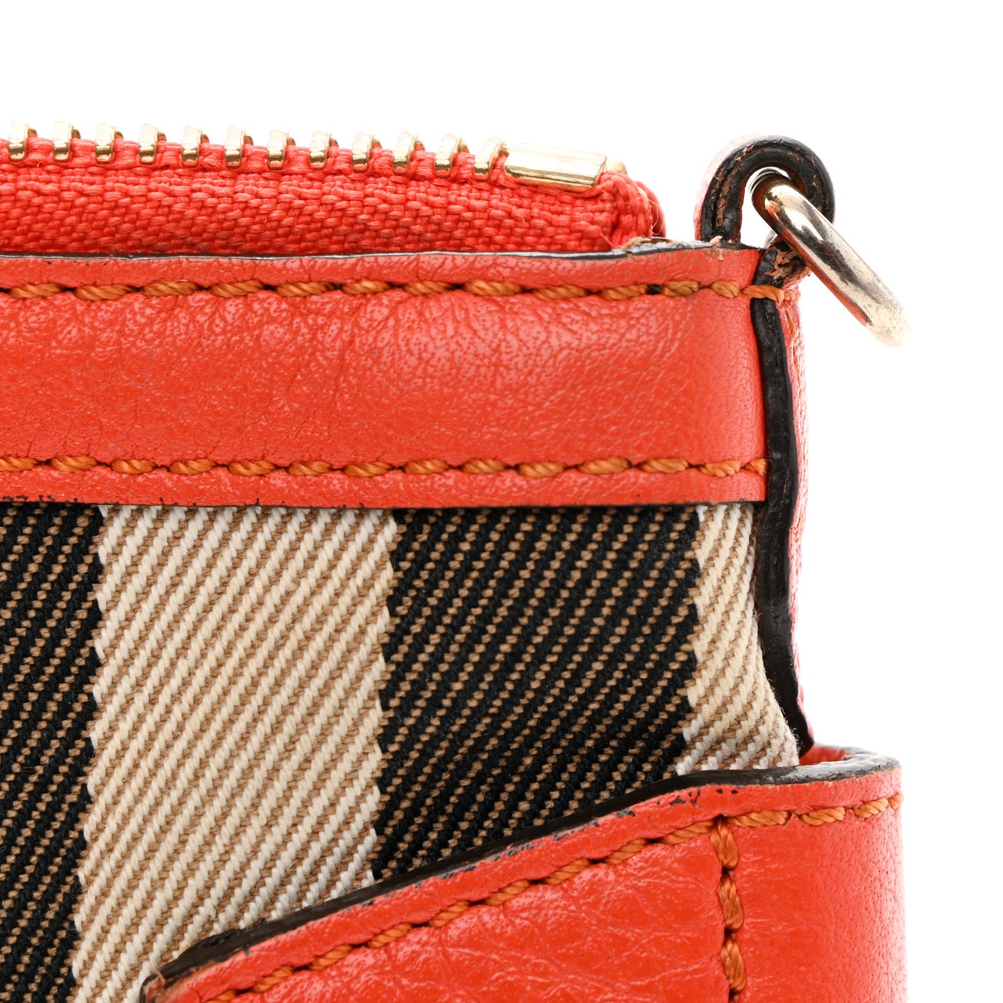 House Check Bridle Calfskin Peyton Crossbody Orange