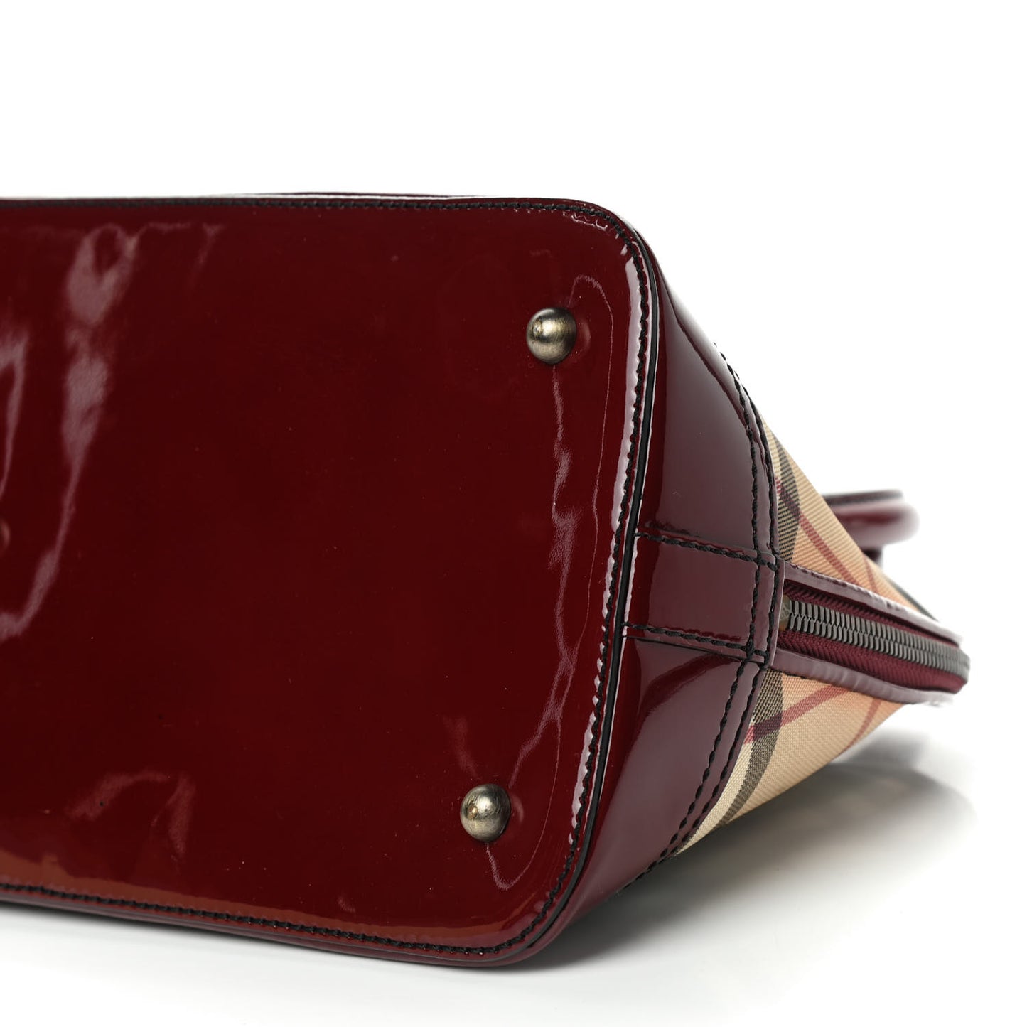 Patent House Check Shoulder Bag Red