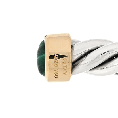 David Yurman Sterling Silver 18K Yellow Gold Malachite 6mm Cable Classic Cuff Bracelet 3 of 3